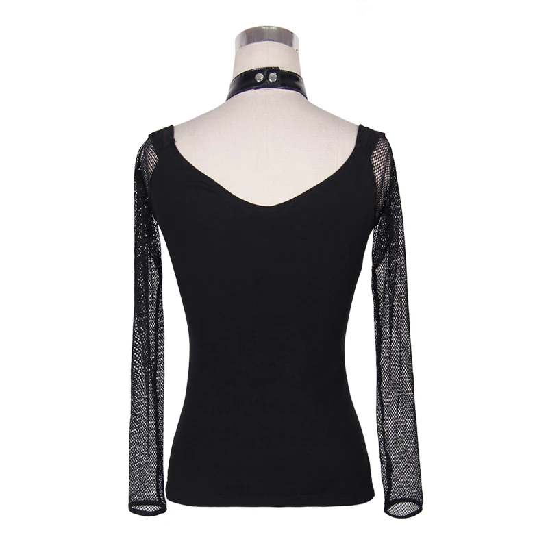 Devil Fashion Punk Sexy Deep V-neck T-Shirt Tops For Women Gothic Black Mesh Sleeve Tee Shirts with PVC Neckline
Devil Fashion Punk Sexy Deep V-neck T-Shirt Tops For Women Gothic Black Mesh Sleeve Tee Shirts with PVC Neckline