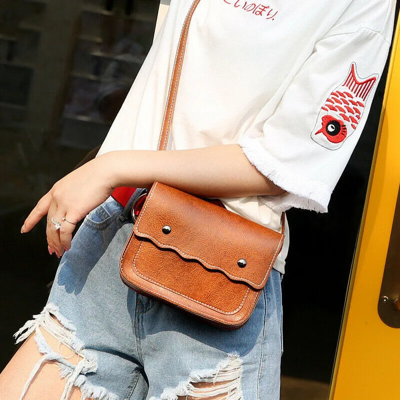 Women Leather Small Handbag Satchel Messenger Cross Body Shoulder Bag Purse
