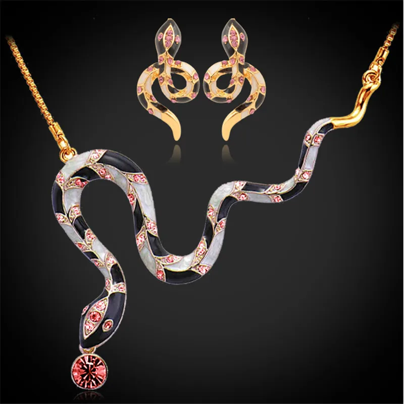 Big Snake Pendant Earrings Gold Color Clear Austrian Rhinestone Choker Necklace Set Jewelry For Women MGC NE216
Big Snake Pendant Earrings Gold Color Clear Austrian Rhinestone Choker Necklace Set Jewelry For Women MGC NE216