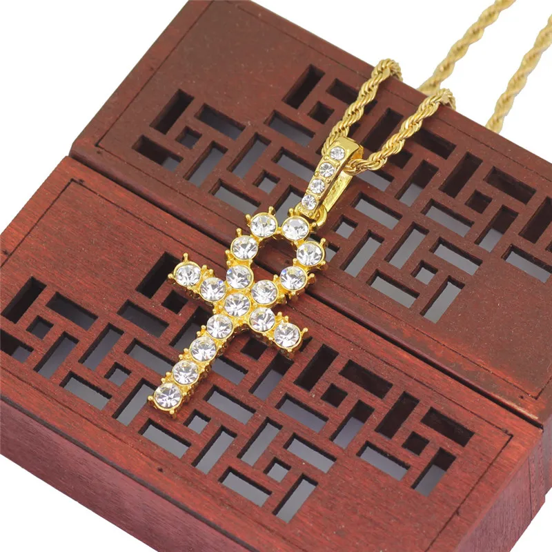 Ожерелье Стразы со сверкающим крестом на ногу и подвески в виде египетского