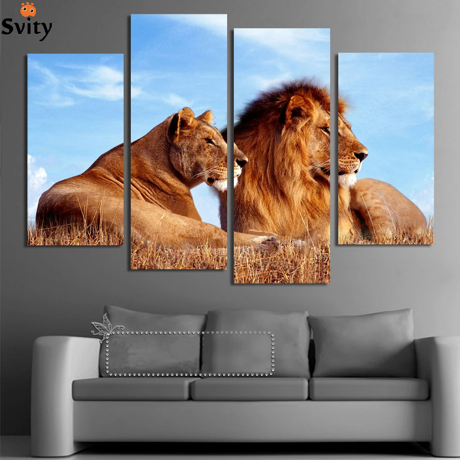 4 Panels Lion King Abstract paintings on canvas Wall Pictures For Living Room Home Decor Wall Art Canvas Print
4 Panels Lion King Abstract paintings on canvas Wall Pictures For Living Room Home Decor Wall Art Canvas Print