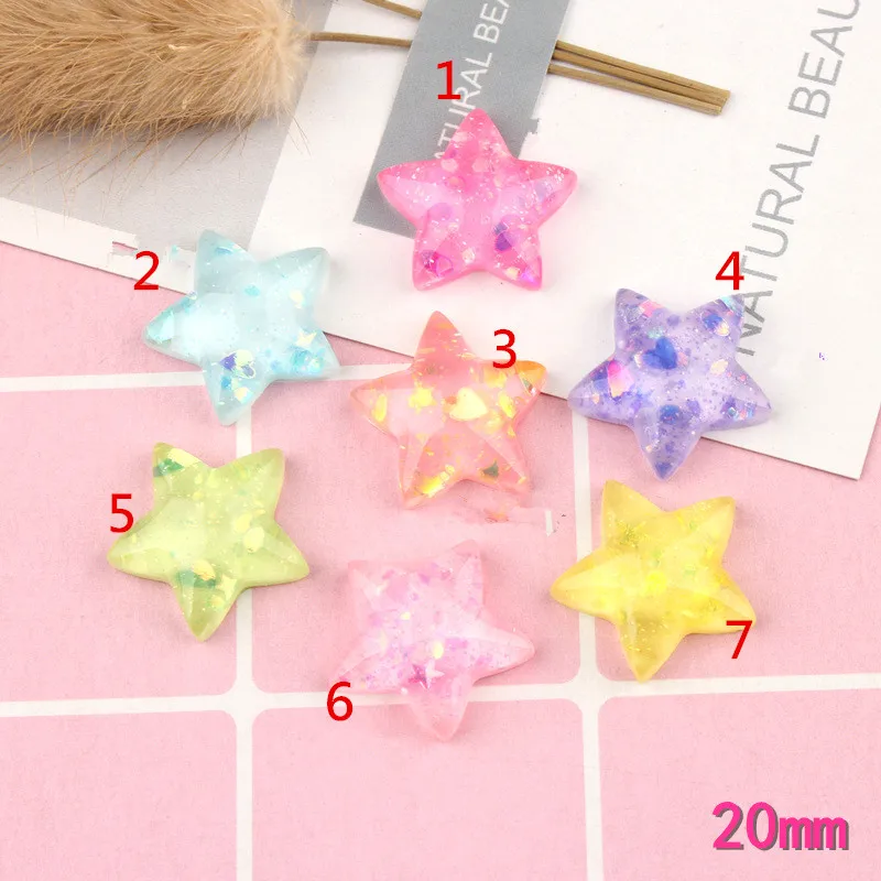 20MM Colorful Kawaii Star Shape Resin Cabochons 50pcs Glitter Heart DIY Jewelry Findings Ornament Accessories Material Button
20MM Colorful Kawaii Star Shape Resin Cabochons 50pcs Glitter Heart DIY Jewelry Findings Ornament Accessories Material Button