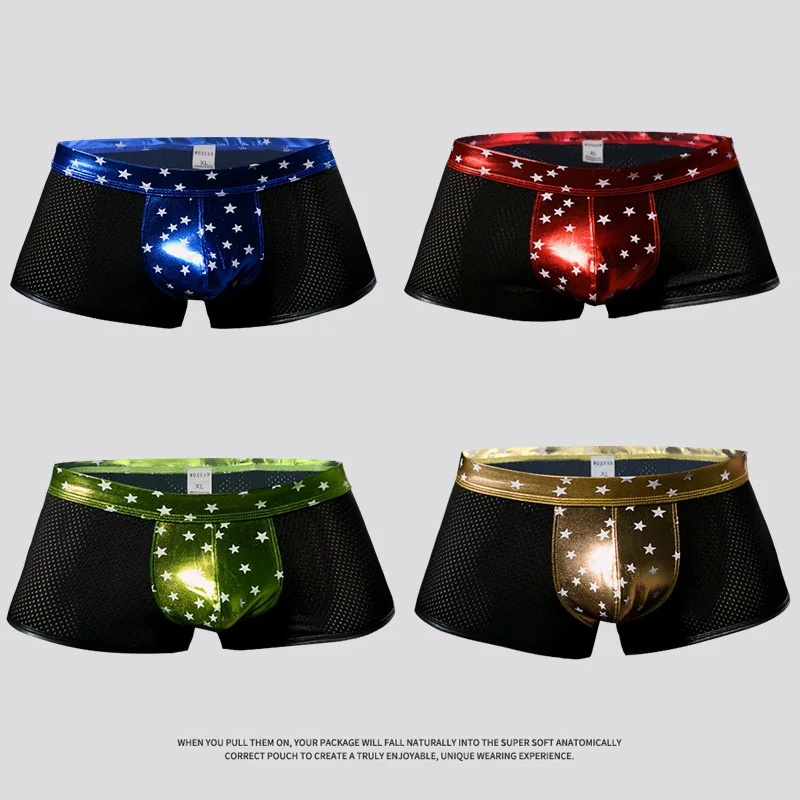 Sexy Men Underwear Faux Leather Boxer Shorts Man Breathable Mesh Low-rise U Convex Pouch Underpants Cueca masculina S-XL
Sexy Men Underwear Faux Leather Boxer Shorts Man Breathable Mesh Low-rise U Convex Pouch Underpants Cueca masculina S-XL
