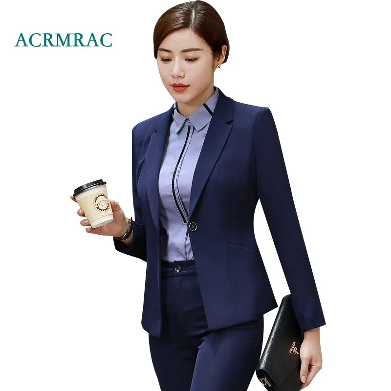 ACRMRAC Women suits blue Slim Long sleeve jacket Suit pants OL Formal Women pants suits Womens business suits
ACRMRAC Women suits blue Slim Long sleeve jacket Suit pants OL Formal Women pants suits Womens business suits
