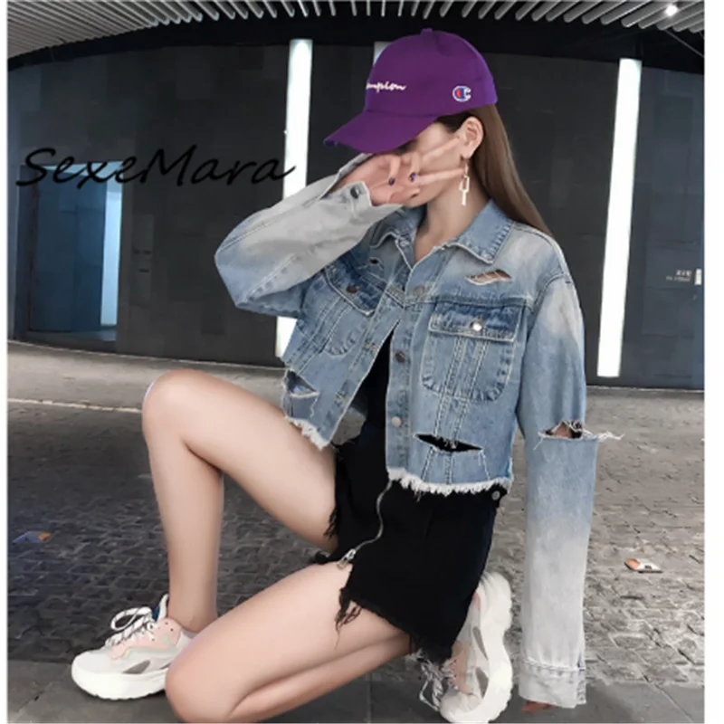 Loose Short Print Fashion Denim Jacket Plus Size 2019 Vintage Blue Fall A hole Denim Jacket Women
Loose Short Print Fashion Denim Jacket Plus Size 2019 Vintage Blue Fall A hole Denim Jacket Women
