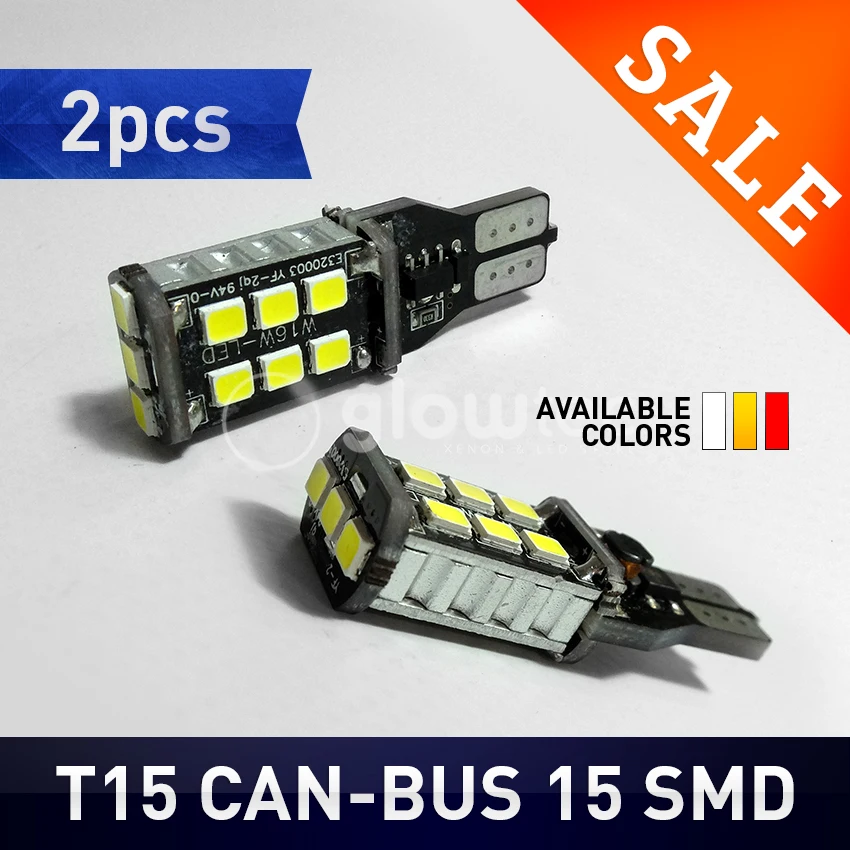 2pcs New T15 15SMD 7.5w W16W LED Light Car LED NO ERROR Back UP light rear Lamp white Car styling GLOWTEC
2pcs New T15 15SMD 7.5w W16W LED Light Car LED NO ERROR Back UP light rear Lamp white Car styling GLOWTEC