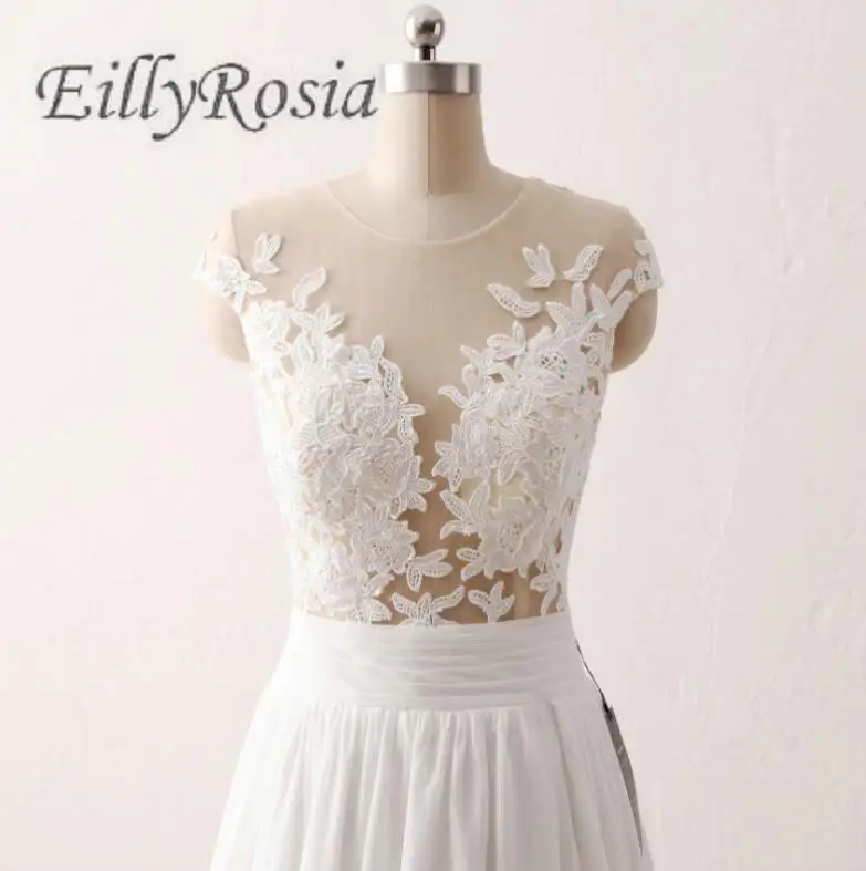 White Chiffon Boho Wedding Dresses A Line Floor Length Appliques Sheer Neck Pleated Elegant Wedding Bride Gowns vestido de noiva
White Chiffon Boho Wedding Dresses A Line Floor Length Appliques Sheer Neck Pleated Elegant Wedding Bride Gowns vestido de noiva