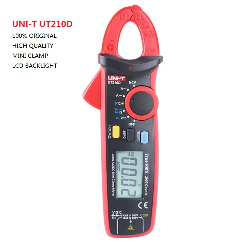 UNI T UT210D цифровой клещи мультиметр AC/DC Ток Напряжение сопротивление емкость
