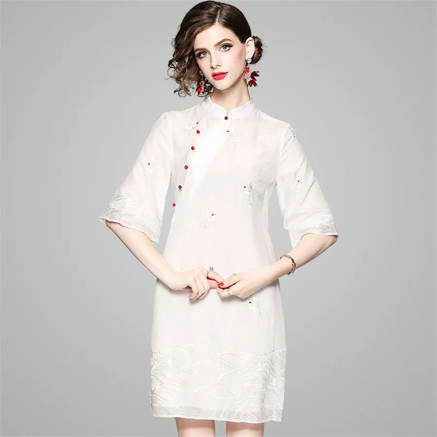 Hodisytian Elegant Women Dress A-line Floral Embroidery Robe Chinese Style Noble Sundress Slim Fit Flare Half Sleeve Vestidos
Hodisytian Elegant Women Dress A-line Floral Embroidery Robe Chinese Style Noble Sundress Slim Fit Flare Half Sleeve Vestidos