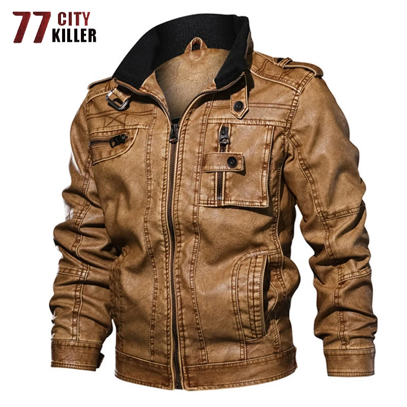 77City Killer Plus Size 6XL 7XL Mens Leather Jacket Autumn Winter Slim Fit PU Leather Motorcycle Jackets Male jaqueta de couro
77City Killer Plus Size 6XL 7XL Mens Leather Jacket Autumn Winter Slim Fit PU Leather Motorcycle Jackets Male jaqueta de couro