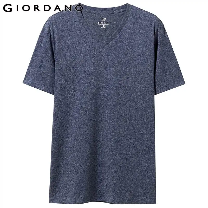 Giordano футболка сплошного цвета с V-образным вырезом slim fit короткими рукавами