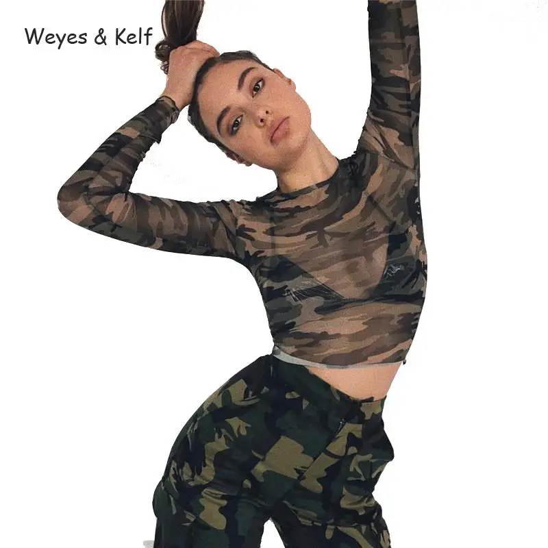 Weyes & Kelf Sexy Camouflage Long Sleeve T-shirt Women 2020 Spring Hollow Mesh Casual Tees Sexy Summer T-shirt Women Crop Tops
Weyes & Kelf Sexy Camouflage Long Sleeve T-shirt Women 2020 Spring Hollow Mesh Casual Tees Sexy Summer T-shirt Women Crop Tops