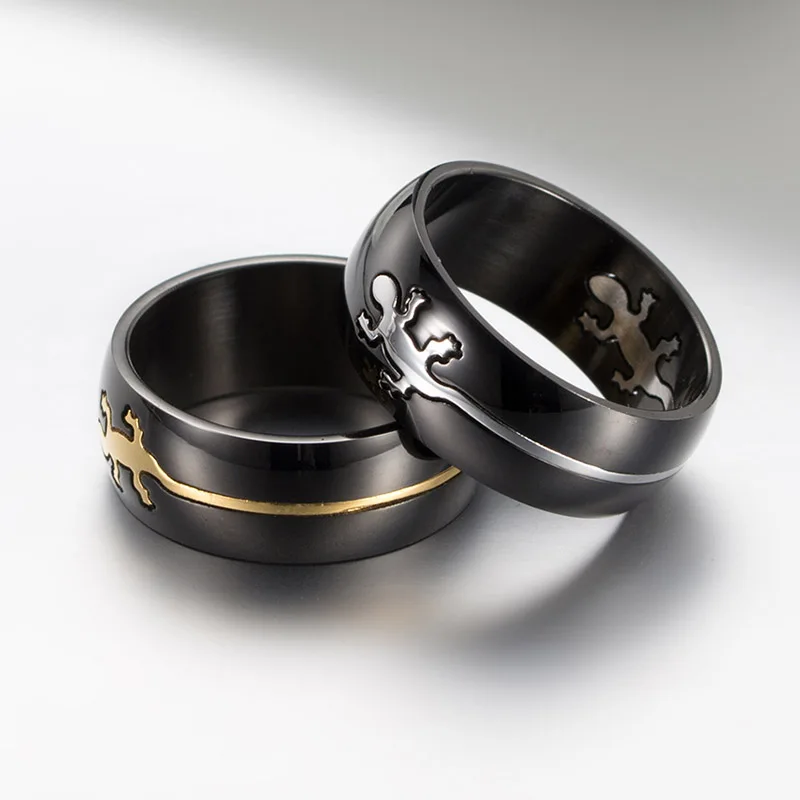 EdgLifU мужское кольцо с лентой отделяемое ящерицы для мужчин черный цвет