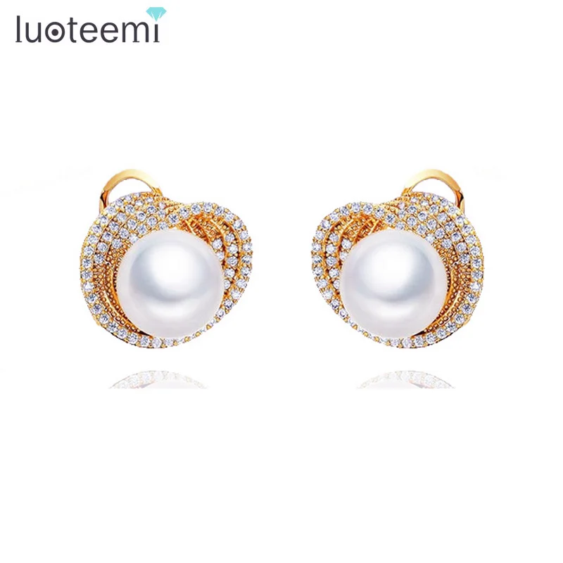LUOTEEMI Luxury Gold Color Tiny Cubic Zirconia Micro Paved Simulated Pearl Stud Earrings for Women Wedding Jewelry Accessories
LUOTEEMI Luxury Gold Color Tiny Cubic Zirconia Micro Paved Simulated Pearl Stud Earrings for Women Wedding Jewelry Accessories