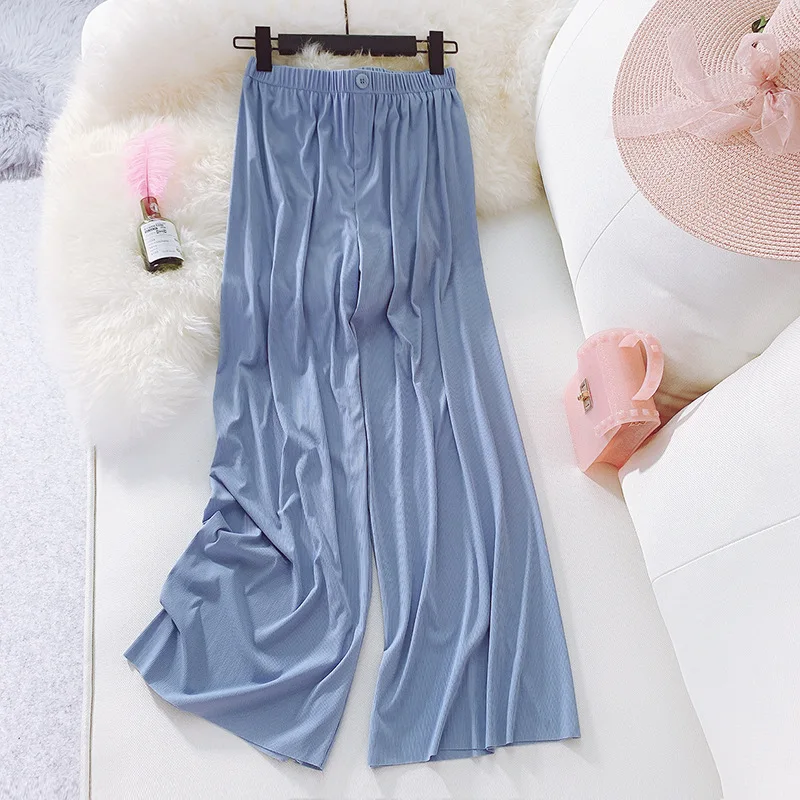 Women's Pants Women Ice silk Wide Leg Pants Smooth knitting Pants For Women 2019 Summer New Pleated Straight Casual Trousers
Women's Pants Women Ice silk Wide Leg Pants Smooth knitting Pants For Women 2019 Summer New Pleated Straight Casual Trousers