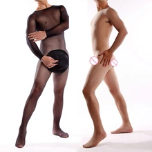 Sexy Men Bodysuit Silky Temptation Full Body Plus Size Exotic Body Stocking for Men Bodysuit Sexy Gay Mens bodystocking