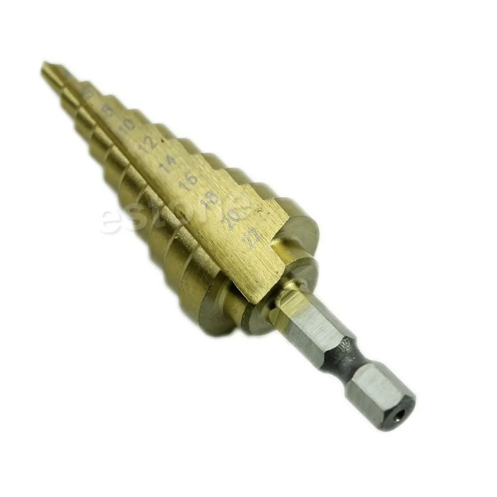 Hex Titanium Step Cone Drill Bit 4-22 mm HSS 4241 Titanium Plated Hole Cutter For Sheet Metal Drop Shipping Support Dropshipping
Hex Titanium Step Cone Drill Bit 4-22 mm HSS 4241 Titanium Plated Hole Cutter For Sheet Metal Drop Shipping Support Dropshipping