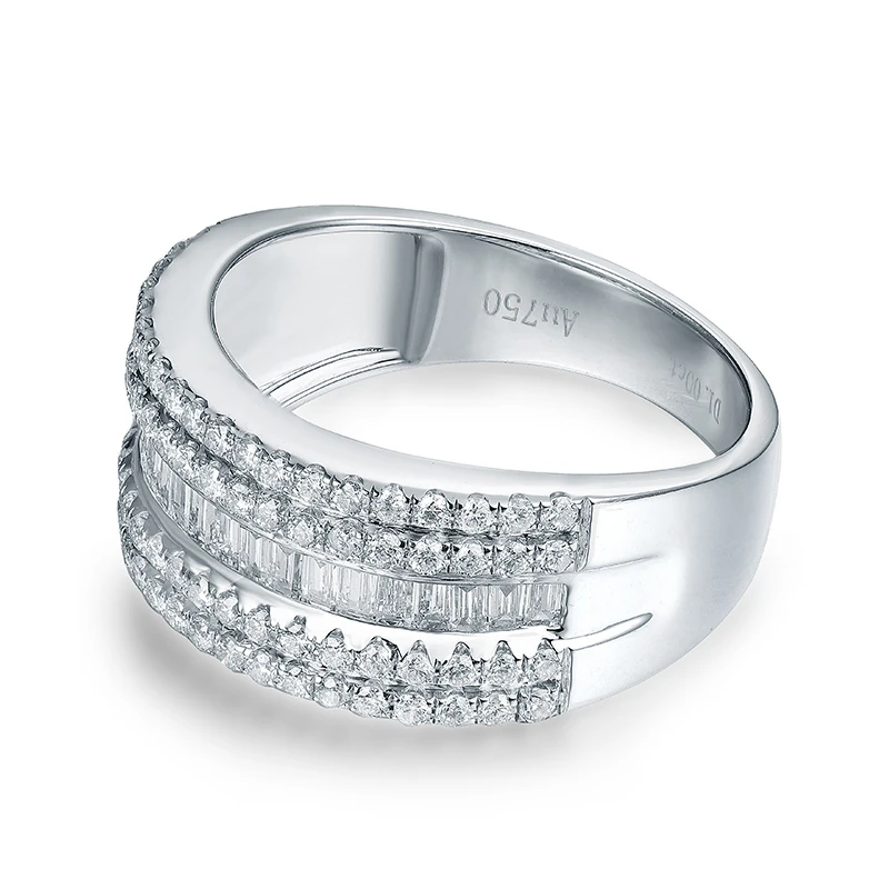 Кольца унисекс LOVERJEWELRY роскошный дизайн однотонные 14 к белое золото багет