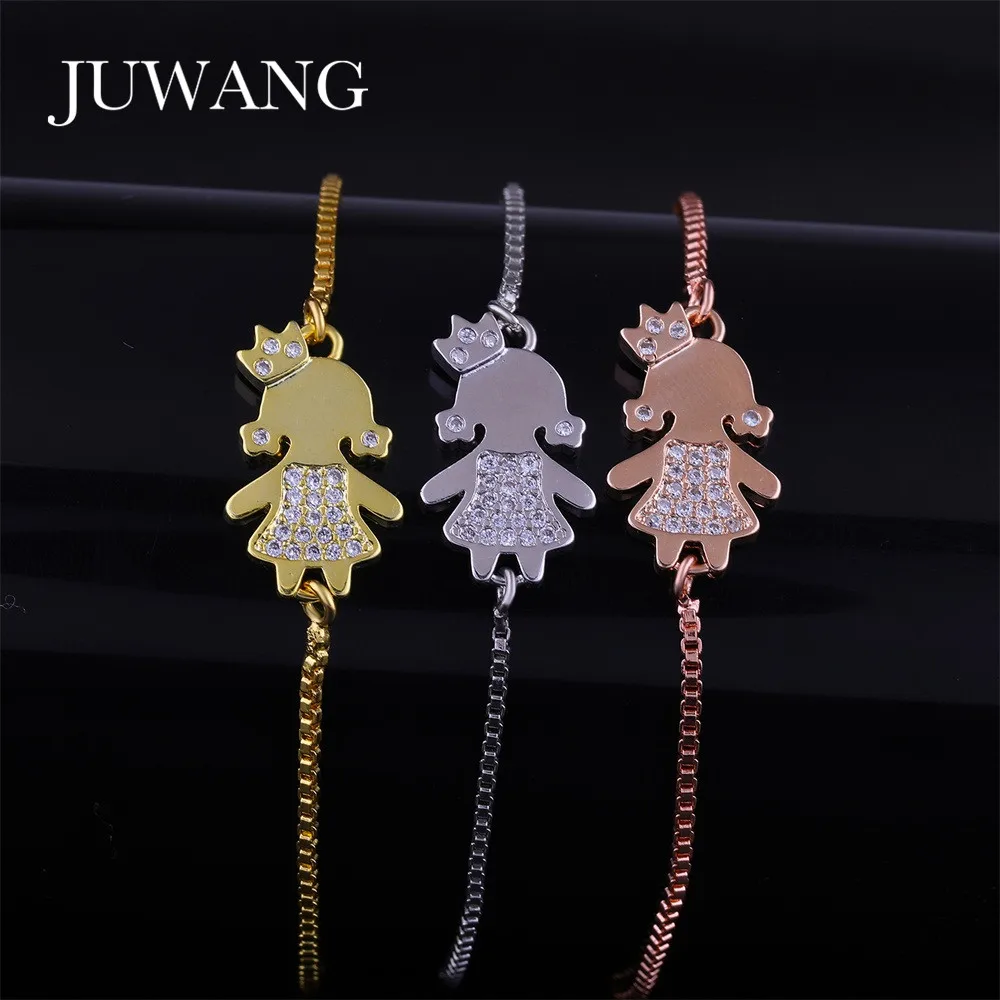 

JUWANG Cute Crown Girl Bracelets & Bangles for Woman Girls Fashion Charm Bracelets Adjustable Chain Christmas Jewelry Wholesale