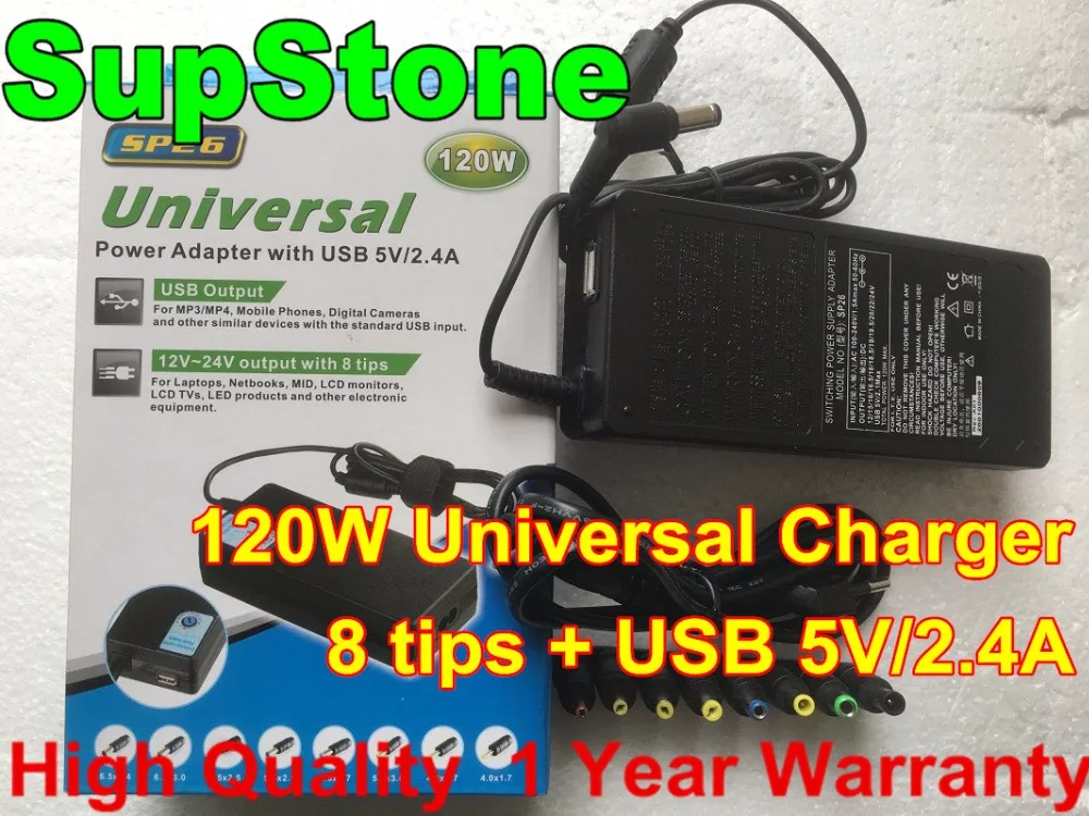 SupStone New 120W Universal AC Power Adapter Charger For laptop notebook 90W Power Supply 8 Tips with USB 5V 2.4A
SupStone New 120W Universal AC Power Adapter Charger For laptop notebook 90W Power Supply 8 Tips with USB 5V 2.4A