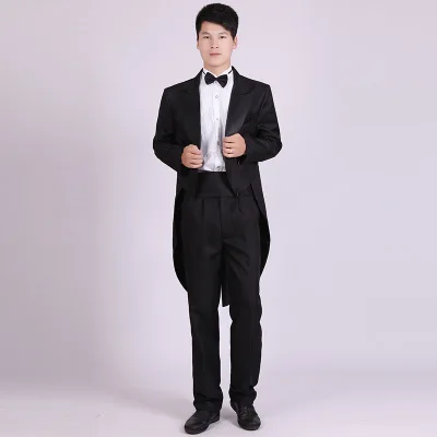 (Пиджак + брюки) мужские классические черно-белые костюмы-смокинг Swallowtail Christmas Magic