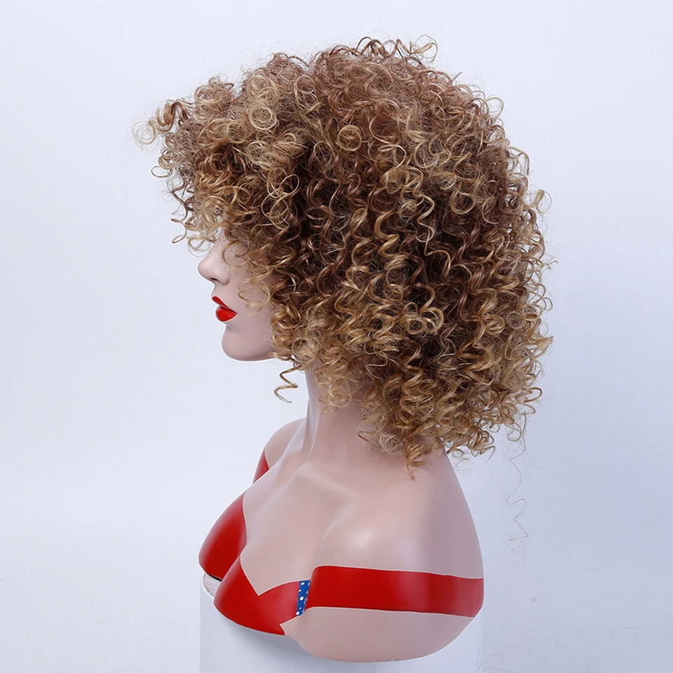 DIFEI синтетический короткий афро парик с вьющимися волосами для женщин блонд