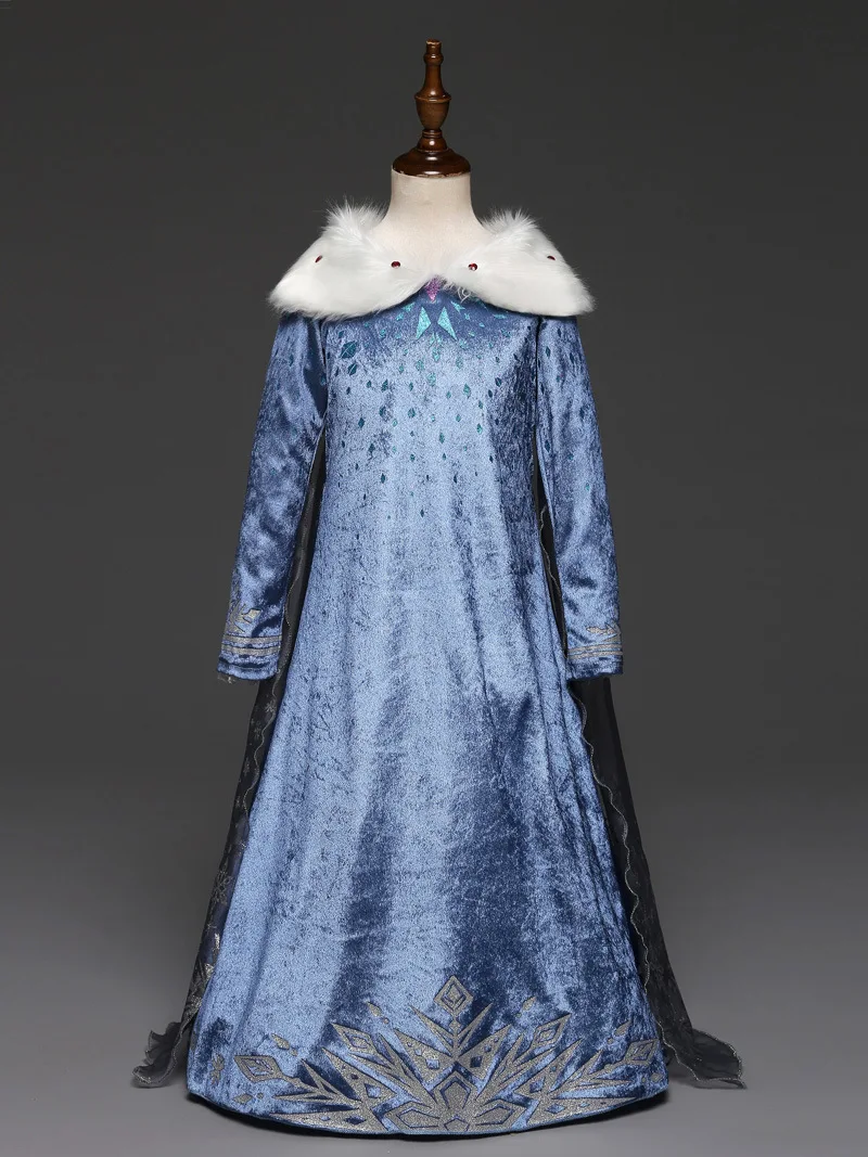 Платье Эльзы для девочек новые костюмы Снежной Королевы детей платья косплея
