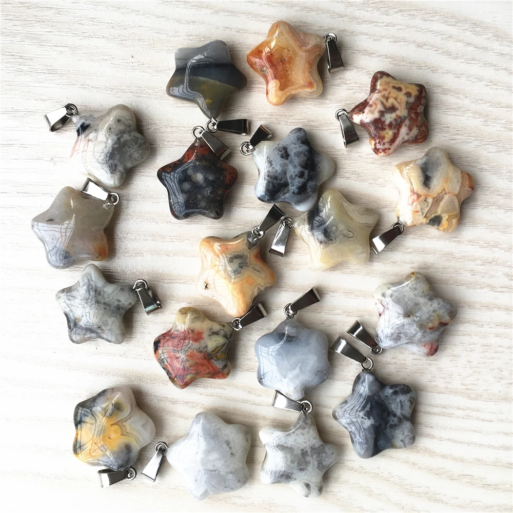 Hot Fashion Assorted Natural Stone Crazy Agates Star Charms Pendants Necklace for DIY Trendy Jewelry Making 50pcs Wholesale
Hot Fashion Assorted Natural Stone Crazy Agates Star Charms Pendants Necklace for DIY Trendy Jewelry Making 50pcs Wholesale