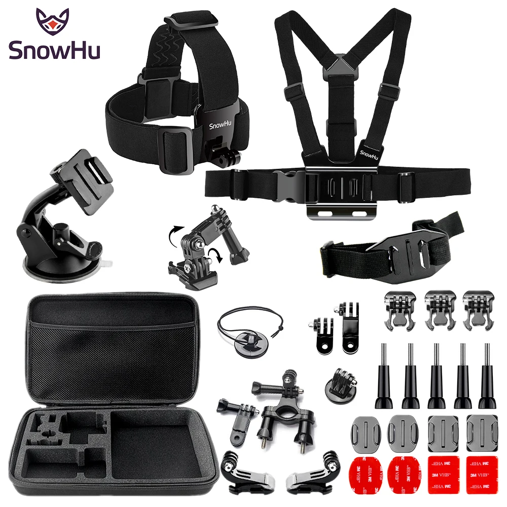 SnowHu для Gopro Hero Y90 аксессуары трошал диск Шлем Повязка на грудь большая сумка Go pro hero
