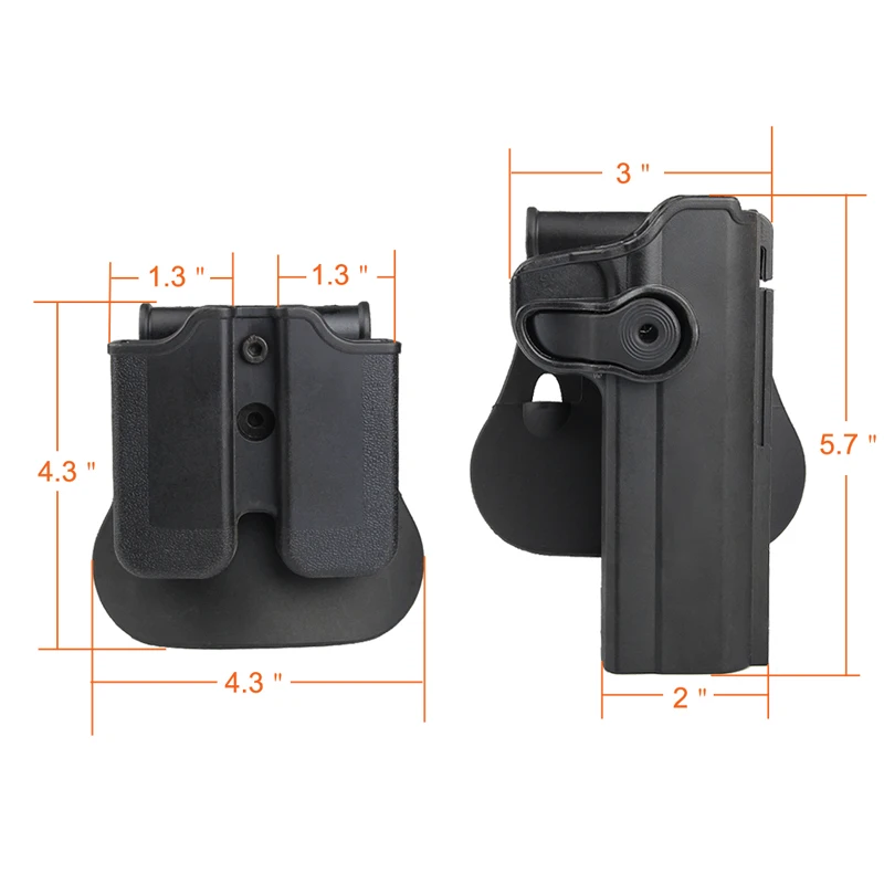 Tactical Polymer Retention Roto Holster with Double Magazine Pouch Fits 1911 Style Hunting Airsoft 31-0002
Tactical Polymer Retention Roto Holster with Double Magazine Pouch Fits 1911 Style Hunting Airsoft 31-0002