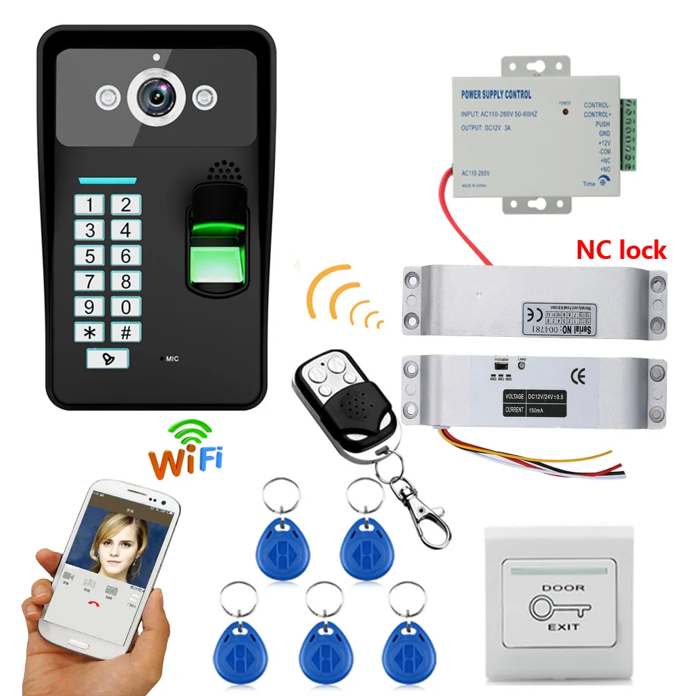 Видеодомофон HD 720P беспроводной Wi Fi RFID ночное видение + Электрический замок|phone