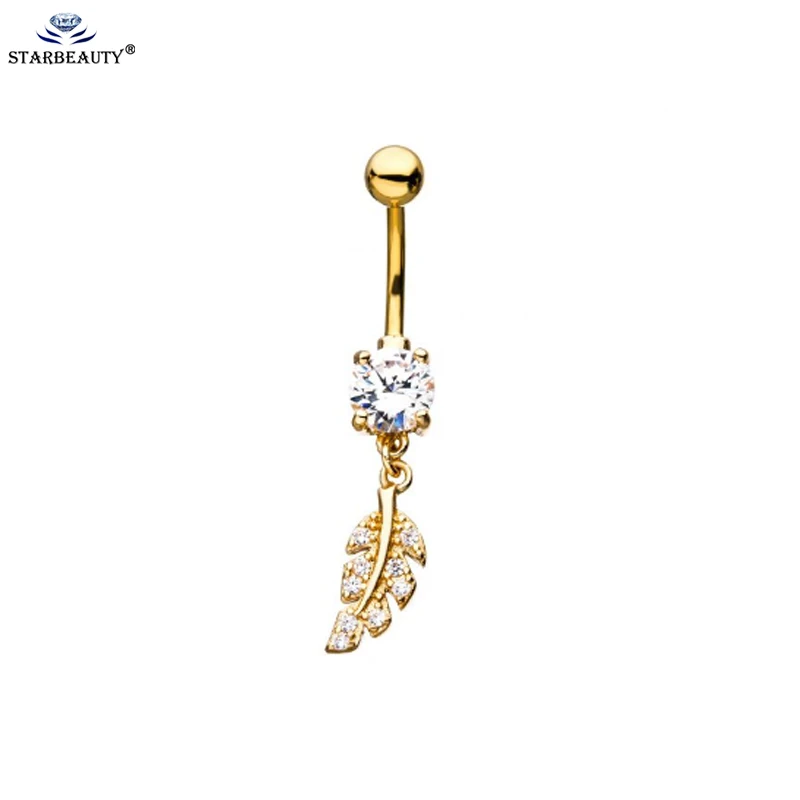 Starbeauty 1Pc Petite Cubic Zirconia Golden Leaf Dangle Belly Ring Fashion Surgical Steel Silver-Color Navel belly button rings
Starbeauty 1Pc Petite Cubic Zirconia Golden Leaf Dangle Belly Ring Fashion Surgical Steel Silver-Color Navel belly button rings