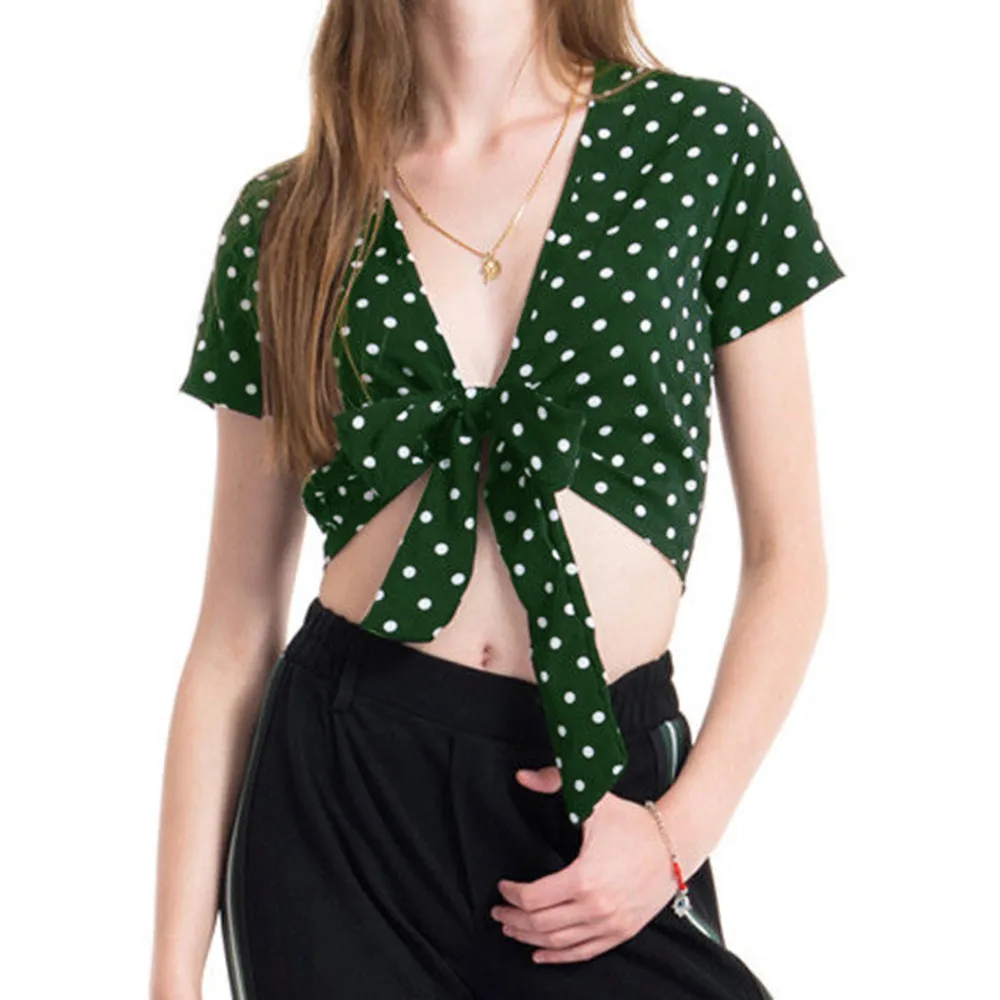 Womens Blouses And Tops For Summer Casual V-Neck Short Sleeve Sexy Polka Dot Short Tank Tops Blouses Fashion
Womens Blouses And Tops For Summer Casual V-Neck Short Sleeve Sexy Polka Dot Short Tank Tops Blouses Fashion