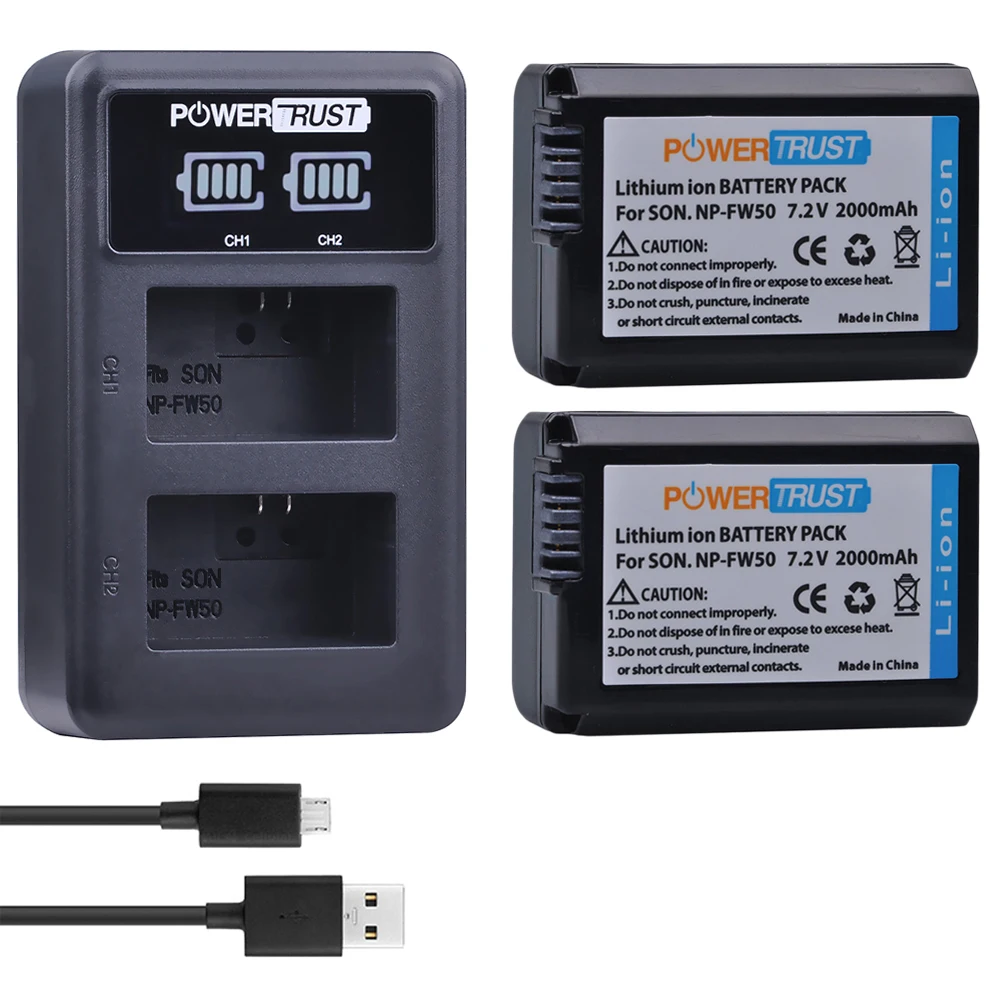 PowerTrust 2x NP-FW50 NPFW50 npfw50 Battery+LED Dual USB Charger for Sony Alpha 7 7R II 7S a7S a7R II a5000 a6400 NEX-7 DSC-RX10
PowerTrust 2x NP-FW50 NPFW50 npfw50 Battery+LED Dual USB Charger for Sony Alpha 7 7R II 7S a7S a7R II a5000 a6400 NEX-7 DSC-RX10