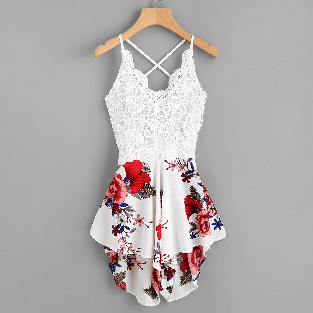 Women's Crochet Lace Panel Bow Tie Back V-Neck Florals Ladies Summer Shorts Jumpsuit z
Women's Crochet Lace Panel Bow Tie Back V-Neck Florals Ladies Summer Shorts Jumpsuit z
