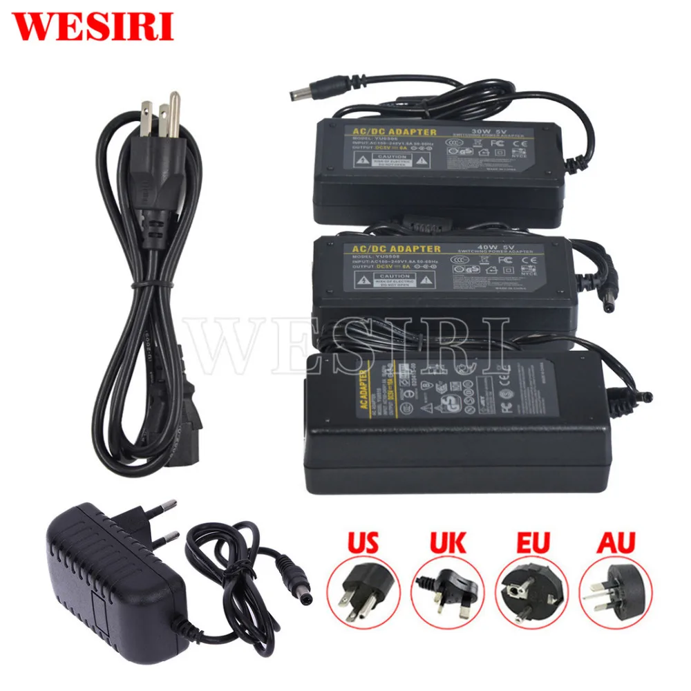 5 в 1A/2A/3A/6A/8A/10A светодиодный блок питания адаптер AC к DC для DC5V WS2812B APA102 LPD8806 WS2801