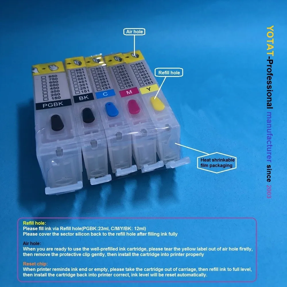 YOTAT 5pcs refill ink Cartridge BCI-350 BCI-351 For Canon PIXUS MG5430 MG6330 MG5530 MG5630 MG6530 MG6730 MG7130 MG7530 MX923
YOTAT 5pcs refill ink Cartridge BCI-350 BCI-351 For Canon PIXUS MG5430 MG6330 MG5530 MG5630 MG6530 MG6730 MG7130 MG7530 MX923