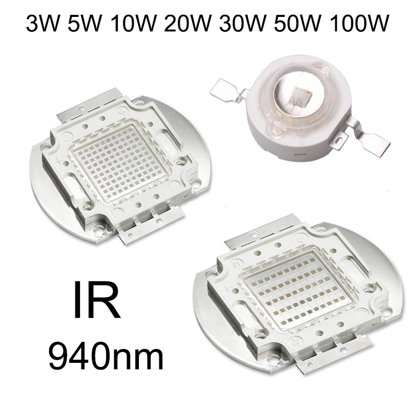 High Power LED Chip Infrared 940nm IR LED 3W 5W 10W 20W 30W 50W 100W 940 nm Light Lamp Epistar COB LED Beads for Night Camera
High Power LED Chip Infrared 940nm IR LED 3W 5W 10W 20W 30W 50W 100W 940 nm Light Lamp Epistar COB LED Beads for Night Camera