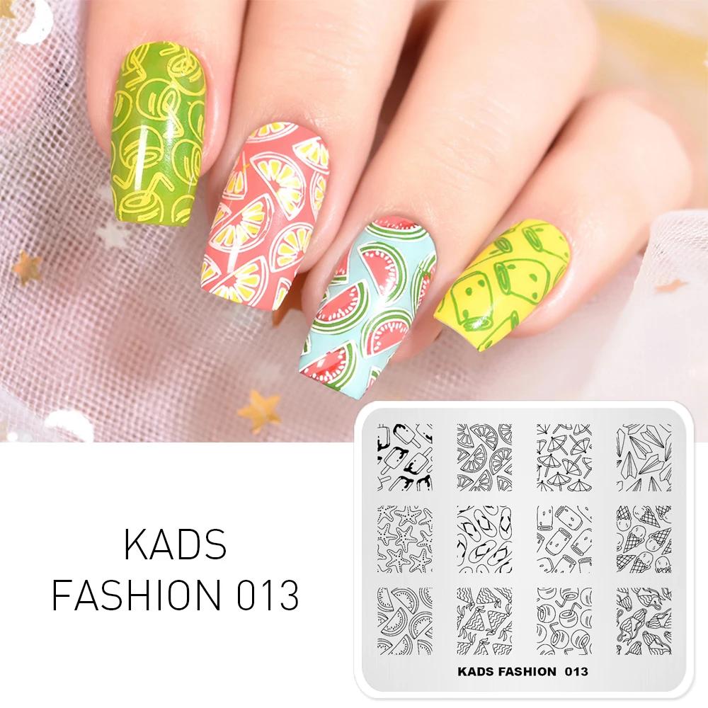 Модный штамп для дизайна ногтей шаблоны с фруктами морскими звездами мороженым