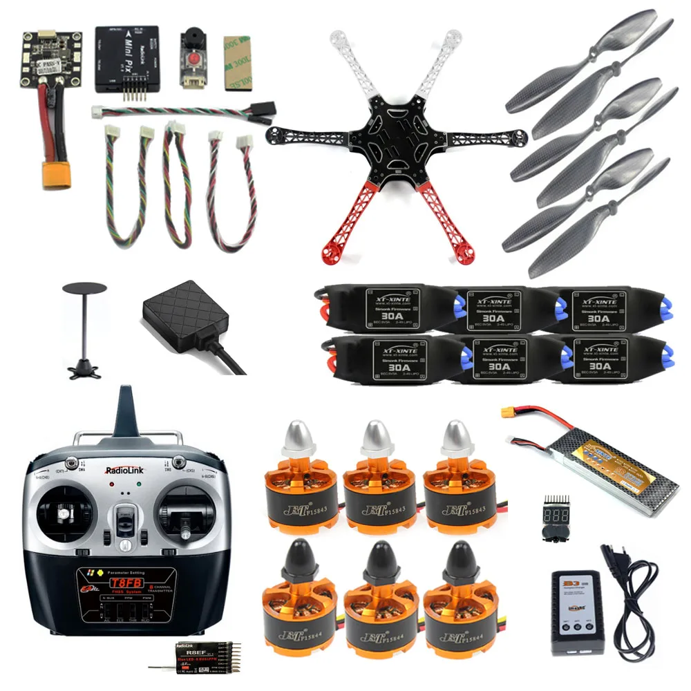 

2.4G 8CH F550 RC Quadcopter Unassemble Kits DIY Drone FPV Upgrade with Radiolink Mini PIX M8N GPS Altitude Hold Model