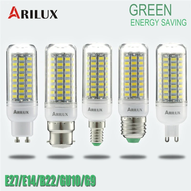 

ARILUX Теплый/чистый свет 89 LED E27 E14 B22 GU10 G9 SMD5730 умный IC Кукуруза Светодиодная лампа AC220V 5W