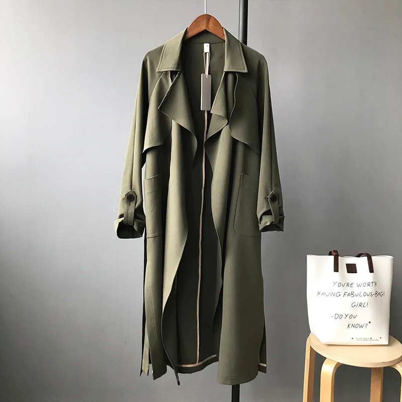 2019 Full Sleeve European Windbreaker Long Open Stitch Autum Streetwear Casual Loose Designer Women Spring Trench Coat
2019 Full Sleeve European Windbreaker Long Open Stitch Autum Streetwear Casual Loose Designer Women Spring Trench Coat