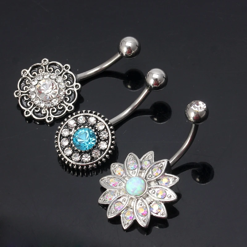 Crystal Fashion Rhinestone Round Flower Dangle Barbell Belly Navel Ring Bar for Women Sexy Body Piercing Jewelry Navel Wholesale
Crystal Fashion Rhinestone Round Flower Dangle Barbell Belly Navel Ring Bar for Women Sexy Body Piercing Jewelry Navel Wholesale