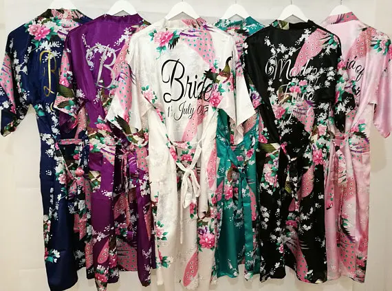 personalized wedding Floral kiminos Bride Bridesmaid satin silk pajamas robes Dressing Gowns birthday party decorations
personalized wedding Floral kiminos Bride Bridesmaid satin silk pajamas robes Dressing Gowns birthday party decorations