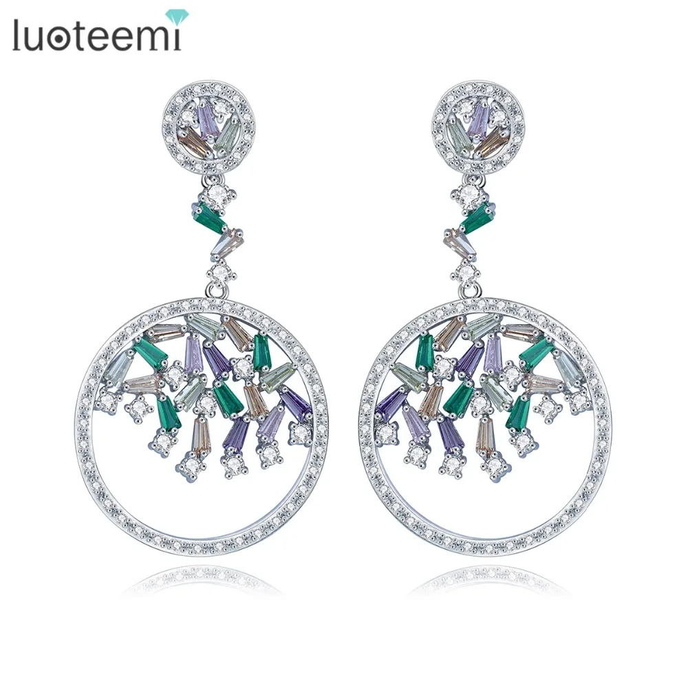LUOTEEMI Wholesale White Gold color Luxury Artificial Multi CZ Zircon Dangle Earrings For Women Brincos Bijoux Wedding Jewelry
LUOTEEMI Wholesale White Gold color Luxury Artificial Multi CZ Zircon Dangle Earrings For Women Brincos Bijoux Wedding Jewelry