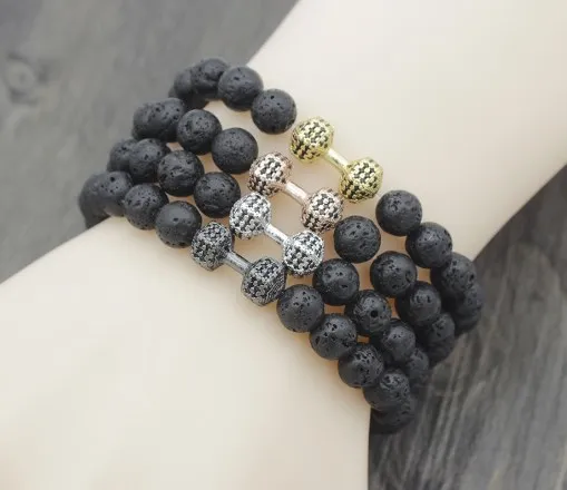 8 мм chtrt2 гантели с микрозакрепкой из фианита эластичная нить черный цвет бусины