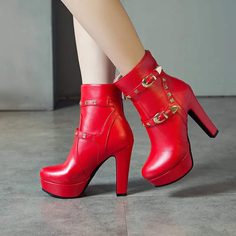 ASUMER plus size 34-48 fashion autumn winter boots round toe zip platform boots high heels rivet buckle ankle boots for women
ASUMER plus size 34-48 fashion autumn winter boots round toe zip platform boots high heels rivet buckle ankle boots for women