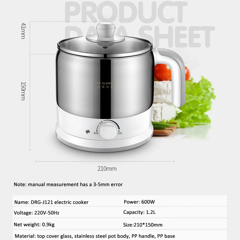 Kbxstart 220V Multifunction Cooker Stainless Steel Liner Mini Electric Noodles Rice Cooking Pot Machine with Steamed Eggs Pan
Kbxstart 220V Multifunction Cooker Stainless Steel Liner Mini Electric Noodles Rice Cooking Pot Machine with Steamed Eggs Pan