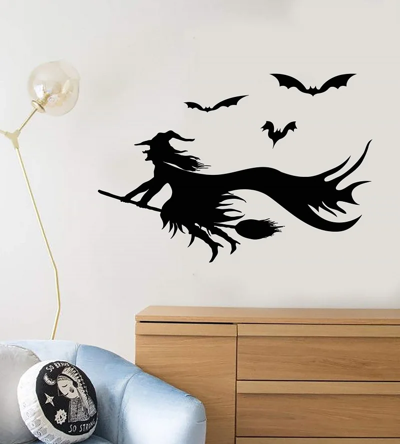 Vinyl Wall Decal Cartoon Witch Besom Halloween Bat Stickers christmas party decoration home living room decoration WSJ18
Vinyl Wall Decal Cartoon Witch Besom Halloween Bat Stickers christmas party decoration home living room decoration WSJ18