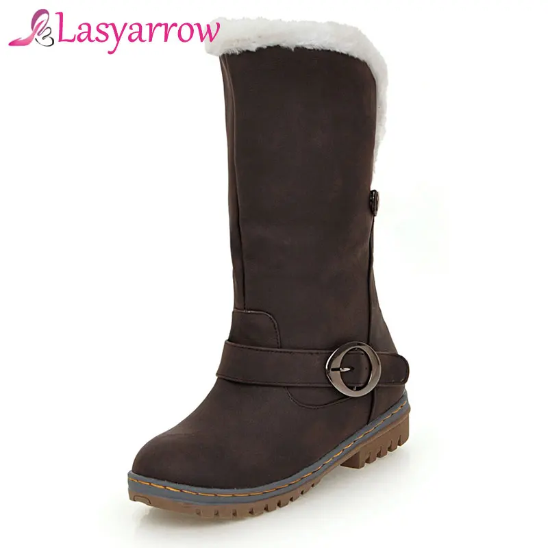 Lasyarrow Autumn Winter 2018 Woman Boots Thick bottom Platform Solid Slip On Snow Boots for Women Round Toe Buckle Half Boots
Lasyarrow Autumn Winter 2018 Woman Boots Thick bottom Platform Solid Slip On Snow Boots for Women Round Toe Buckle Half Boots